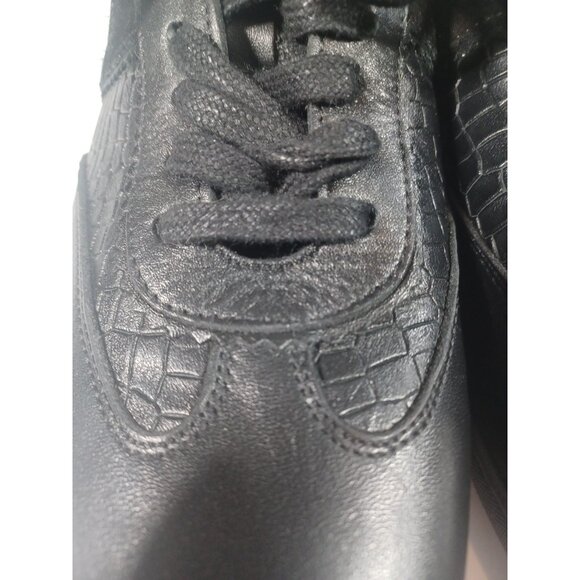 Stefano Ricci Men\'s Size 40 Black Leather Croc Eagle Suede Loafer Sneaker Shoes